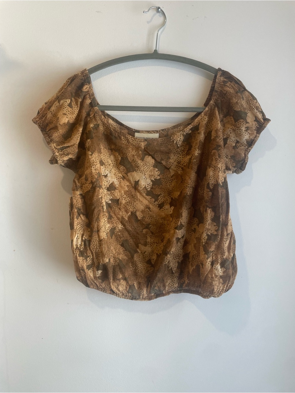 Banana Republic Brown Printed Short Sleeve Blouse